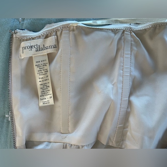 Anthro velvet strapless pleat detail dress pink/blue Sz 2P - Picture 10 of 13